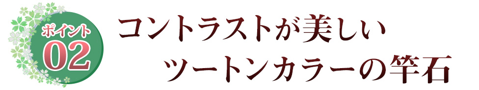 ポイント02 コントラストが美しい　ツートンカラーの竿石