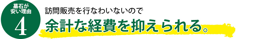 理由4　訪問販売を行なわないので余計な経費を抑えられる。