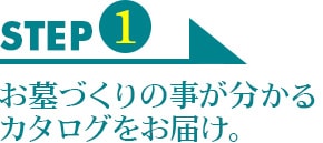 STEP1　お墓づくりの事が分かるカタログをお届け。