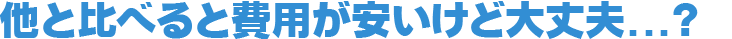 他と比べると費用が安いけど大丈夫...？