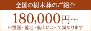 全国の樹木葬のご紹介 180,000円～　※霊園・墓地・里山によって異なります。